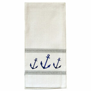 Navy Anchors Tea Towel