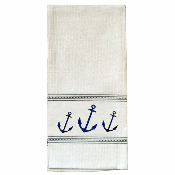 Navy Anchors Tea Towel