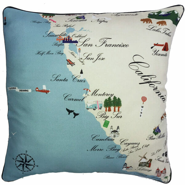 Northern California Destination Pillow 18x18 Outdoora Fabric By Taylor & Co.