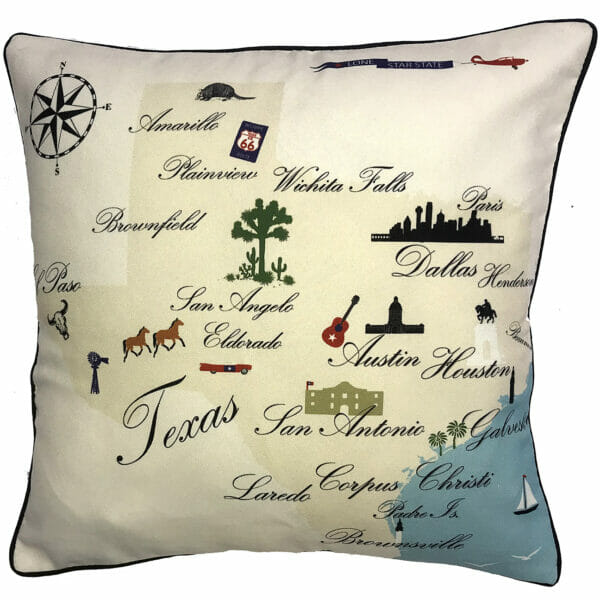 Texas Destination Pillow 18x18 Outdoora Fabric By Taylor & Co.